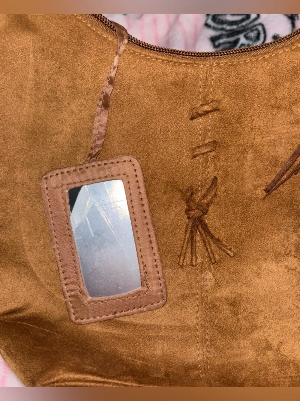 Women's Brown Suede Hobo Bag with Tassel